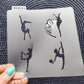 Gimnasztika - 4 tornász mintás stencil