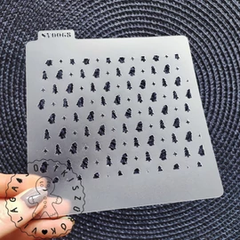 Fenyők, csillagok mintás stencil