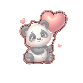 Panda szív lufival körvonal sütikiszúró