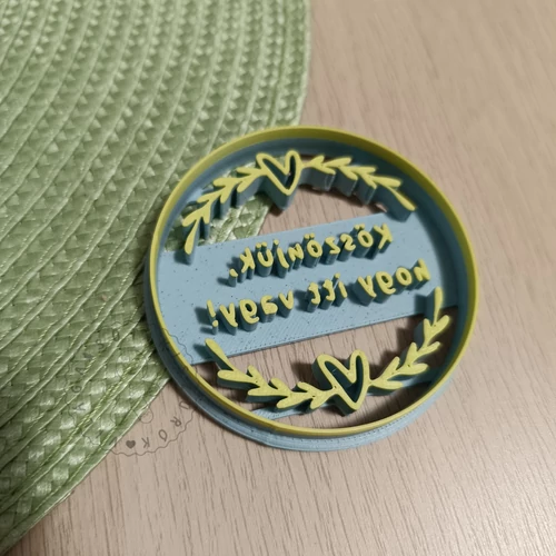 Köszönjük, hogy itt vagy feliratú esküvői süteménykiszúró forma
