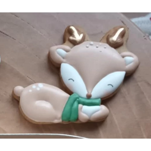 Rénszarvas sállal körvonal sütikiszúró - Mesi Mézi Design