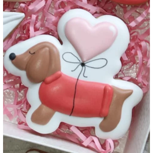 Kutya szívlufival körvonal sütikiszúró - Mesi Mézi Design