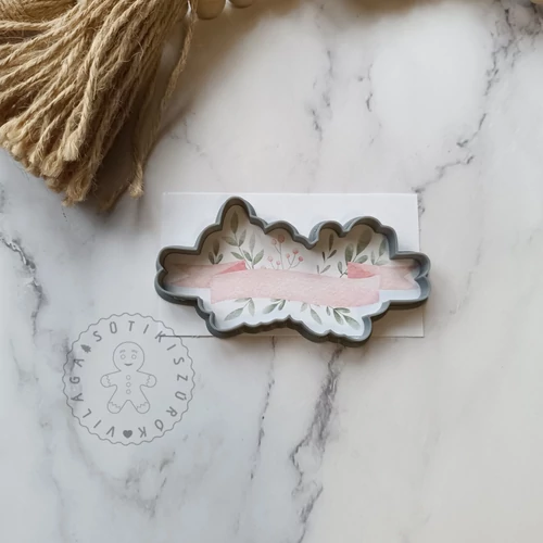 Szalag virágokkal 03 körvonal sütikiszúró