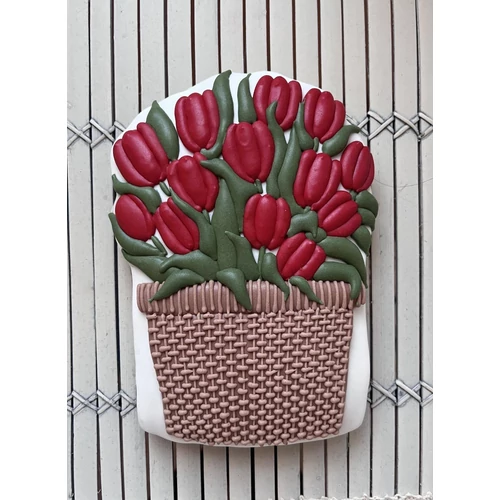 Cserepes virág 03 körvonal sütikiszúró - Mézédes