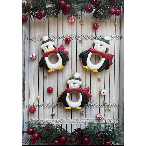 Hóember szalvétagyűrű körvonal sütikiszúró - Mézédes