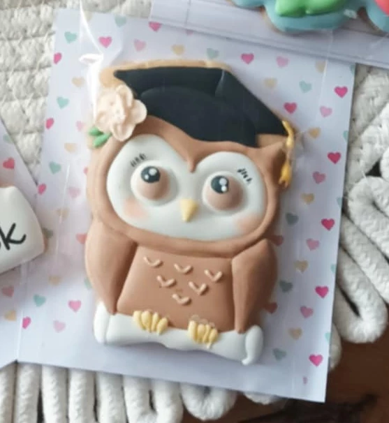 Bagoly talárban virágokkal körvonal sütikiszúró