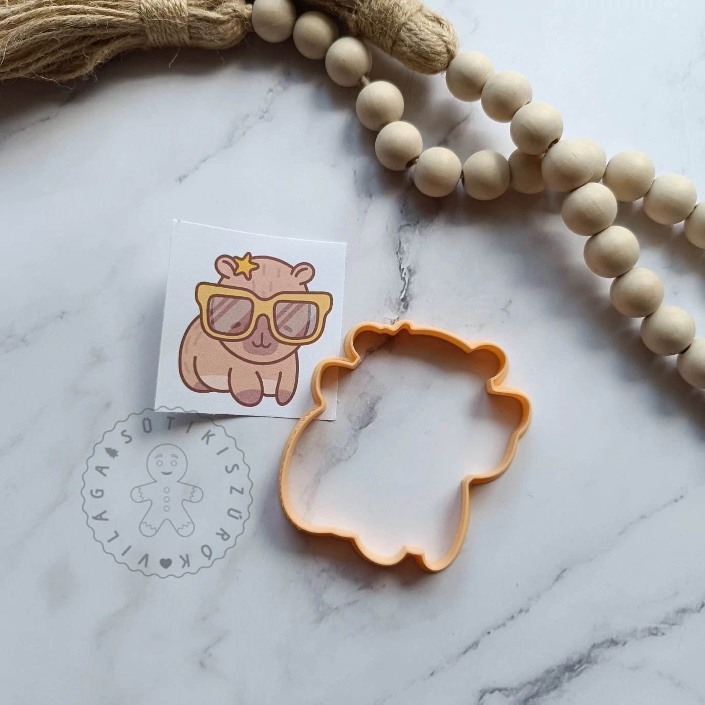 Capybara szemüvegben körvonal sütikiszúró